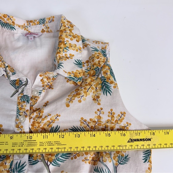 Cath Kidston Yellow Floral Linen Blend Mini Dress UK12/US8 - Picture 6 of 10